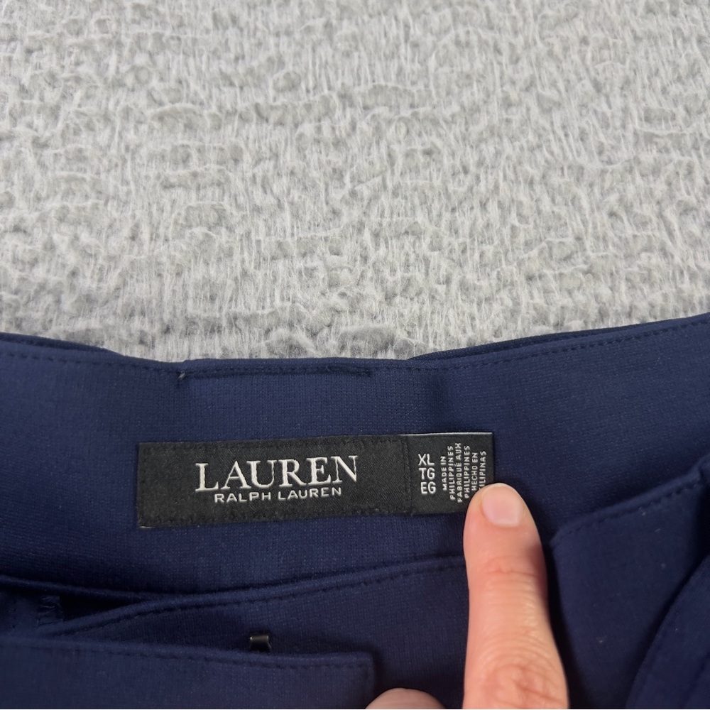 Lauren Ralph Lauren Pants Womens XL Blue Belted Pleated Ponte Cropped Wide Leg - Picture 9 of 12